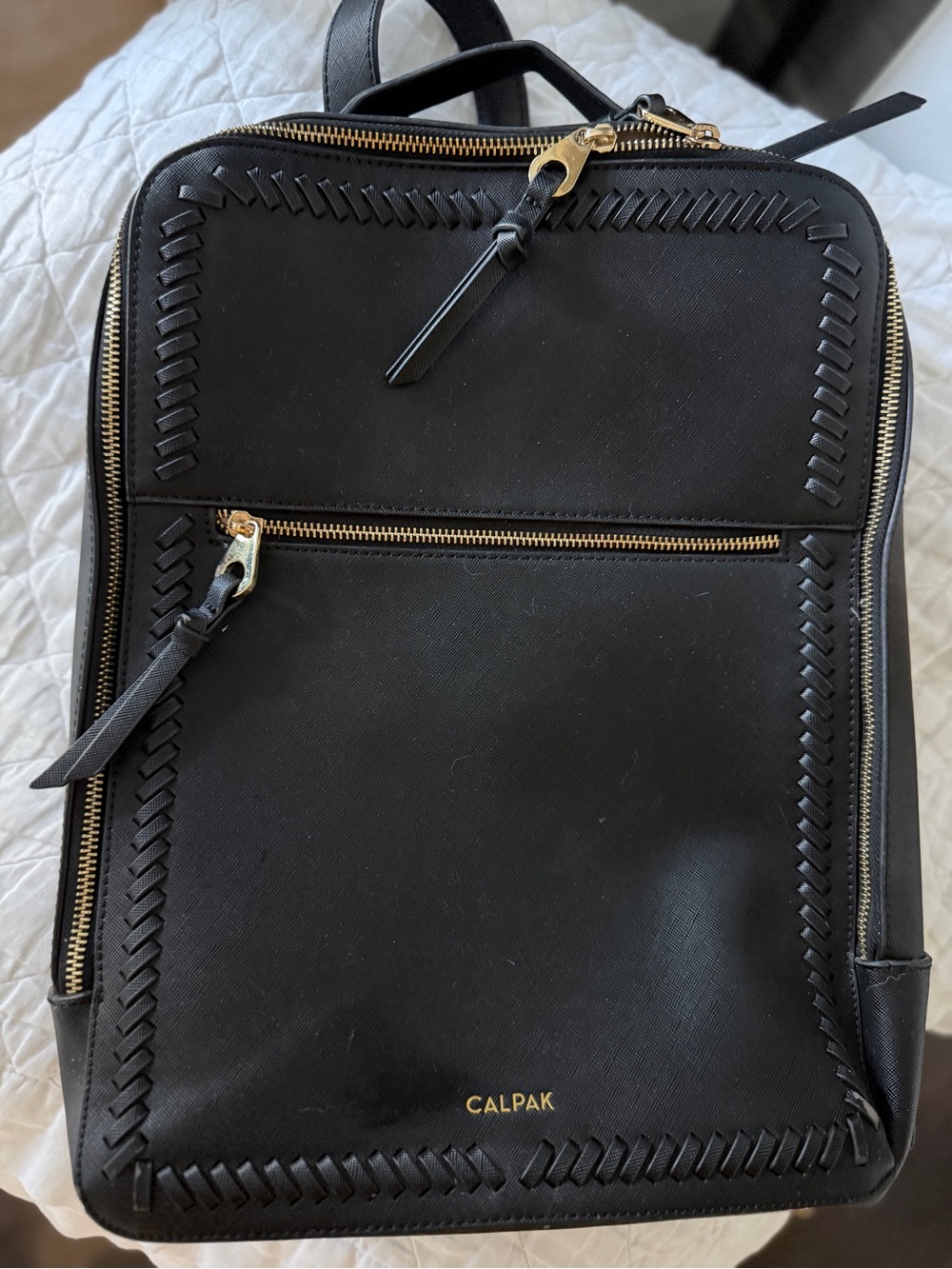 Calpak Black Backpack with Gold Accents